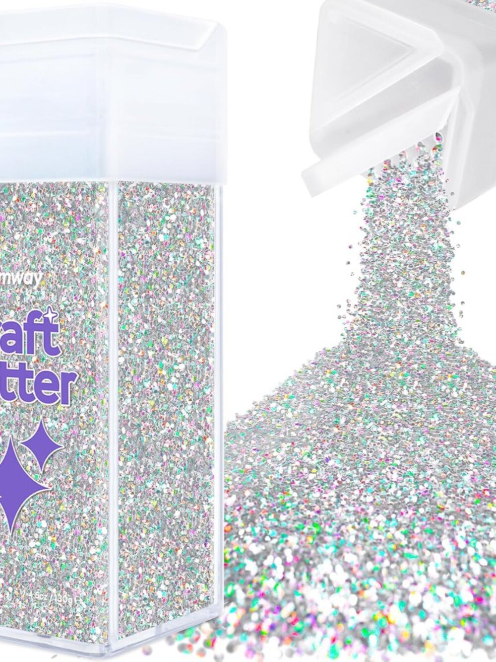 Craft Glitter Shaker Silver Holographic 130g Fine